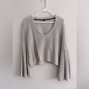 Grey Free People Trumpet Sleeve Sweater